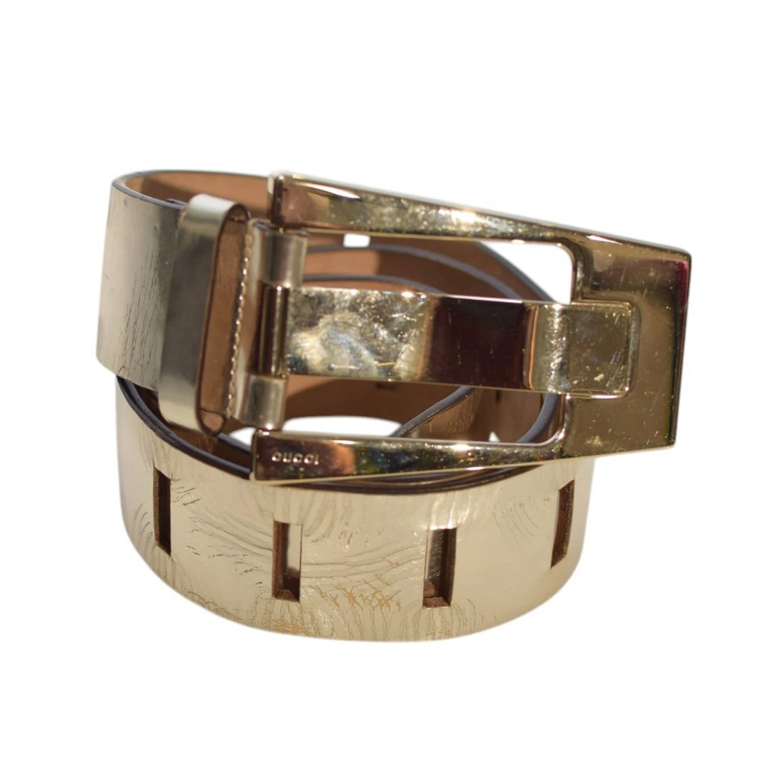 Gucci Golden Leather Large Buckle Waist Belt size 90 / 36 (1 of 7)