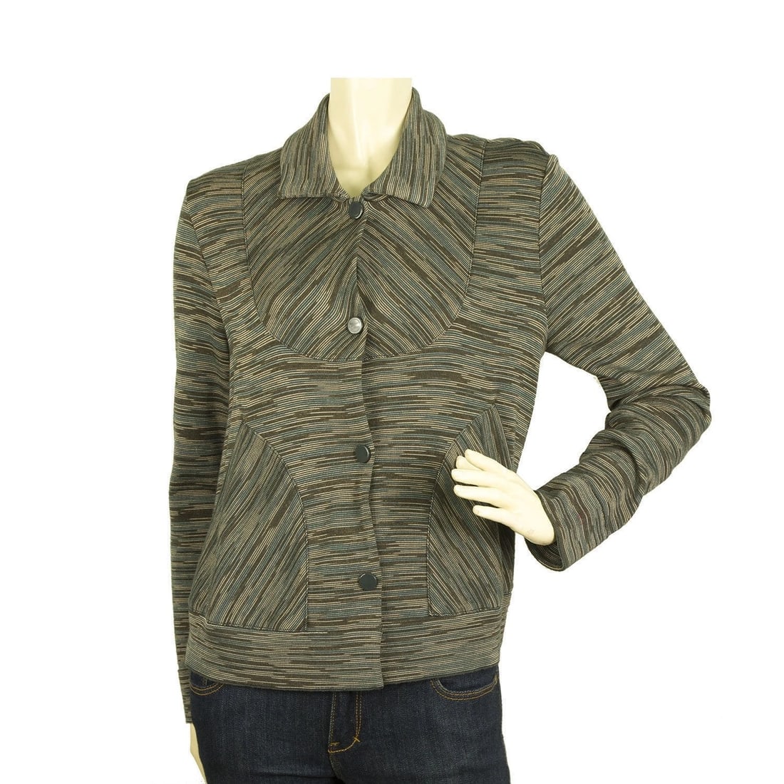 MISSONI Gray Hues Woolen Snap Button front Jacket Cardigan Cardi size IT 44 (1 of 5)