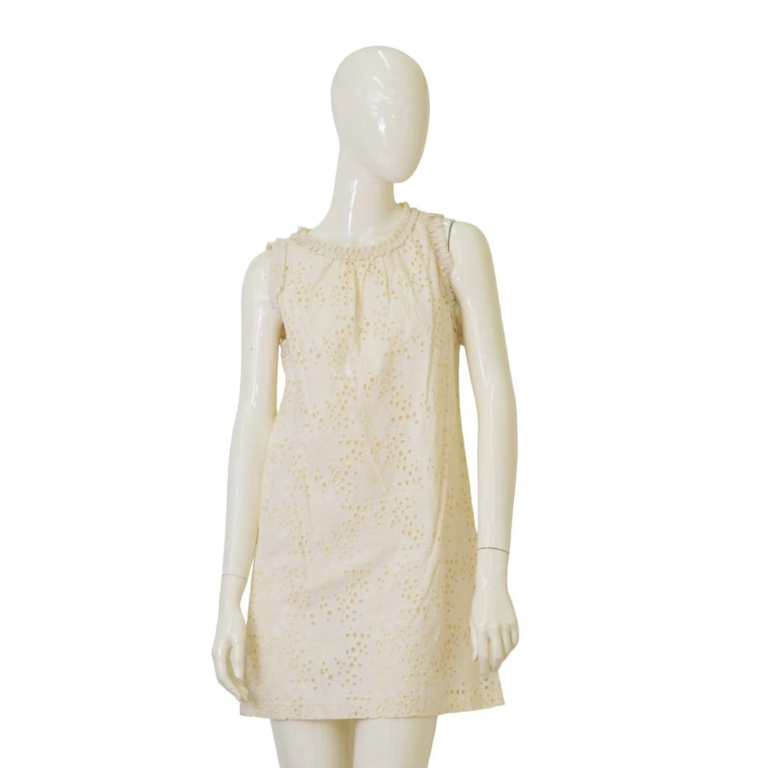Milly of New York Cotton Broderie Cream Sleeveless Summer Mini Dress - Size 6 (1 of 8)