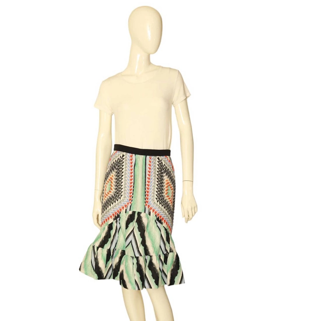 Peter Pilotto Silky Multicolor Flare Ruffled Hemline Length Skirt Size 42 (1 of 8)