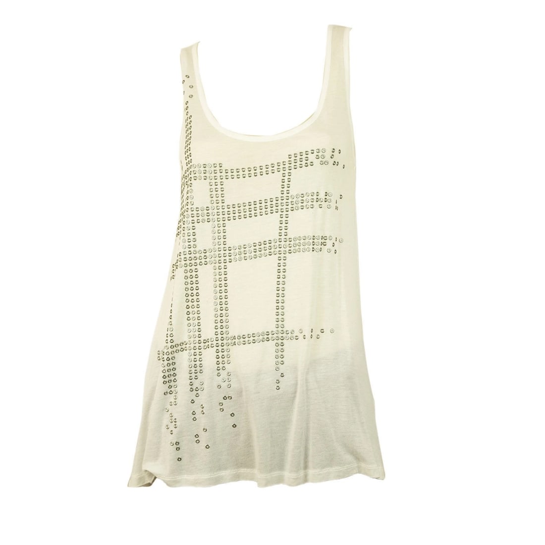 Burberry Brit White w. Silver Nova Check Long Sleeveless Tank Vest Top SZ XS (1 of 8)