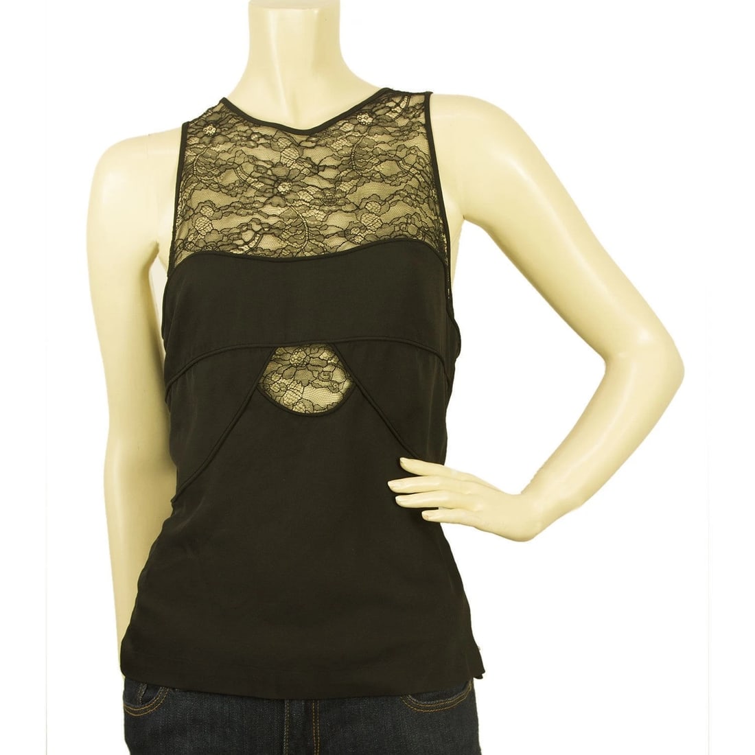 NEW Robert Rodriguez Black Floral Lace Silk Sleeveless Top Blouse Back Zipper 6 (1 of 7)