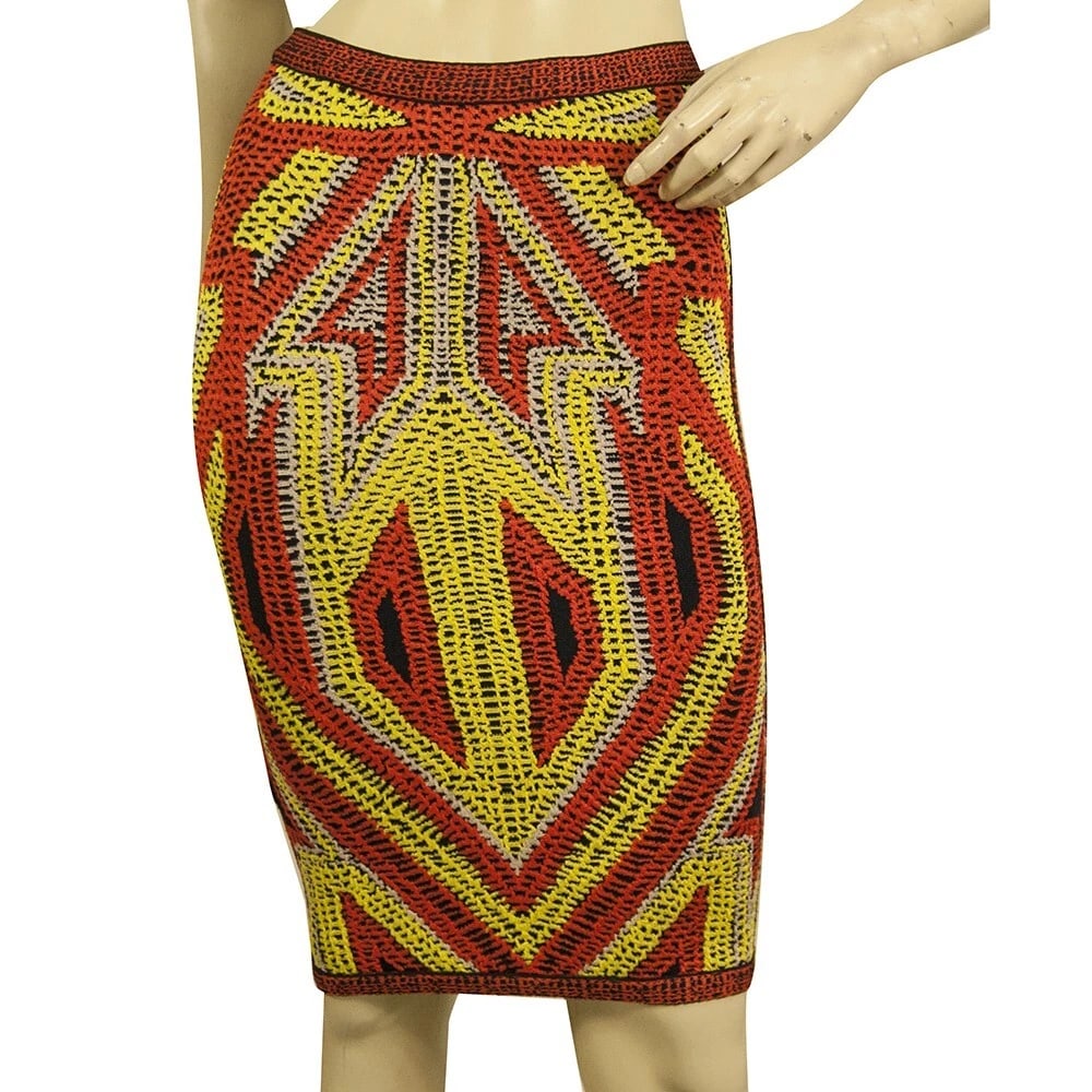 Herve Leger Ola Geometric Crochet Jacquard Pencil Skirt size XS (1 of 8)