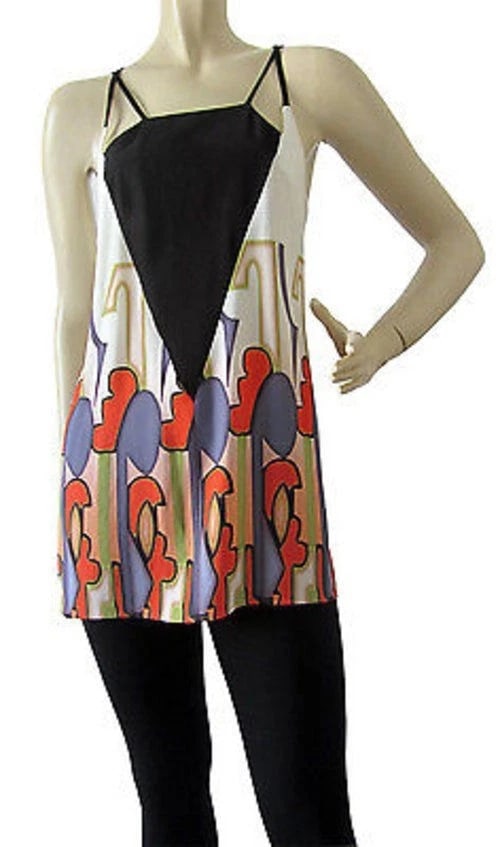 Etro Printed stretch-crepe camisole top, black criss-cross spaghetti straps (1 of 5)