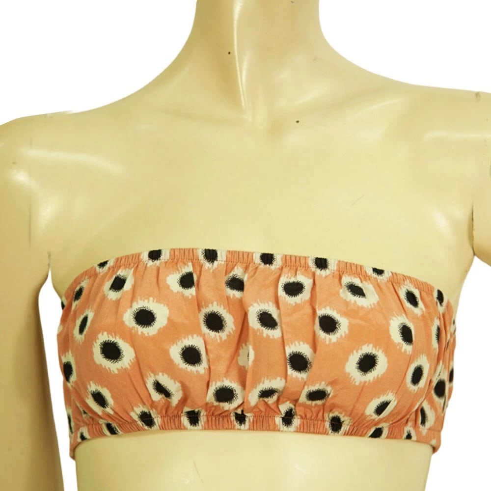 ETRO Sleeveless Peach 100% Silk Cropped Top Sheer Bandeau size 42 (1 of 6)