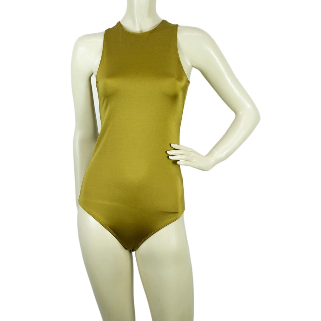 Sass & Bide Gold Metallic Lycra Leotard Tank Vest Sleeveless Fitted Top sz S (1 of 5)