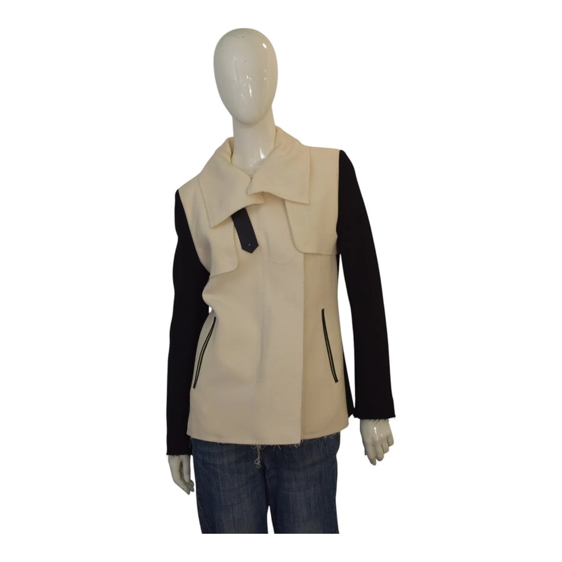Costume National Black & Cream Wool Unhemmed Jacket Blazer size 42 (1 of 9)