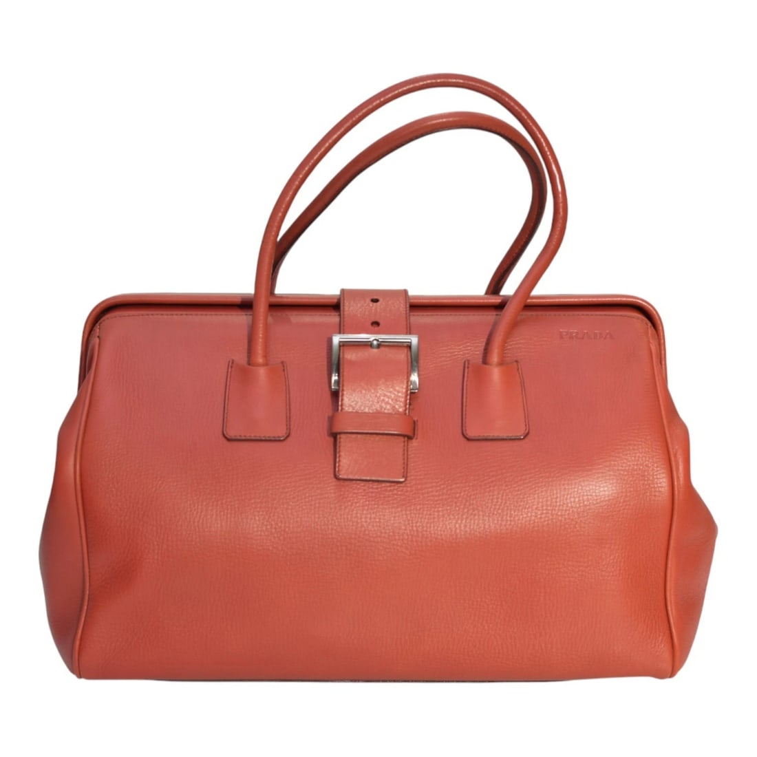 Prada Vintage Red Leather Doctor Bag Satchel frame top, double handle Handbag (1 of 16)