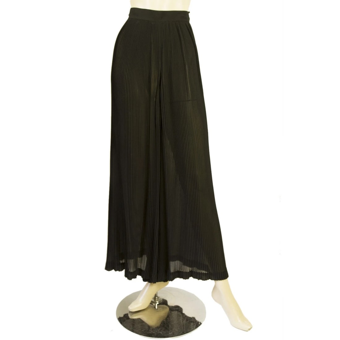 Ungaro Black Semisheer Small Pleats Formal Wide Leg Palazzo Trousers Pants sz 6 (1 of 8)