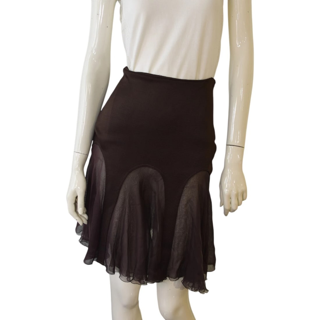 F/W 2005 Versace Runway Brown Sheer Silk Chiffon Skirt IT 38 Vintage Collectors: Title:F/W 2005 Versace Runway Brown Sheer Silk Chiffon Skirt IT 38 Vintage Collectors Description:T by Alexander Wang Black Ribbed Elasticated Knee Length Skirt size M F/W 2005 Versace Runway Brown Sh