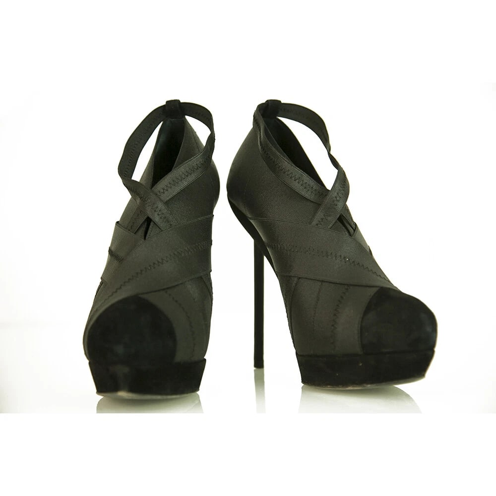 Yves Saint Laurent YSL black elasticated fabric & suede platform booties 40 (1 of 8)