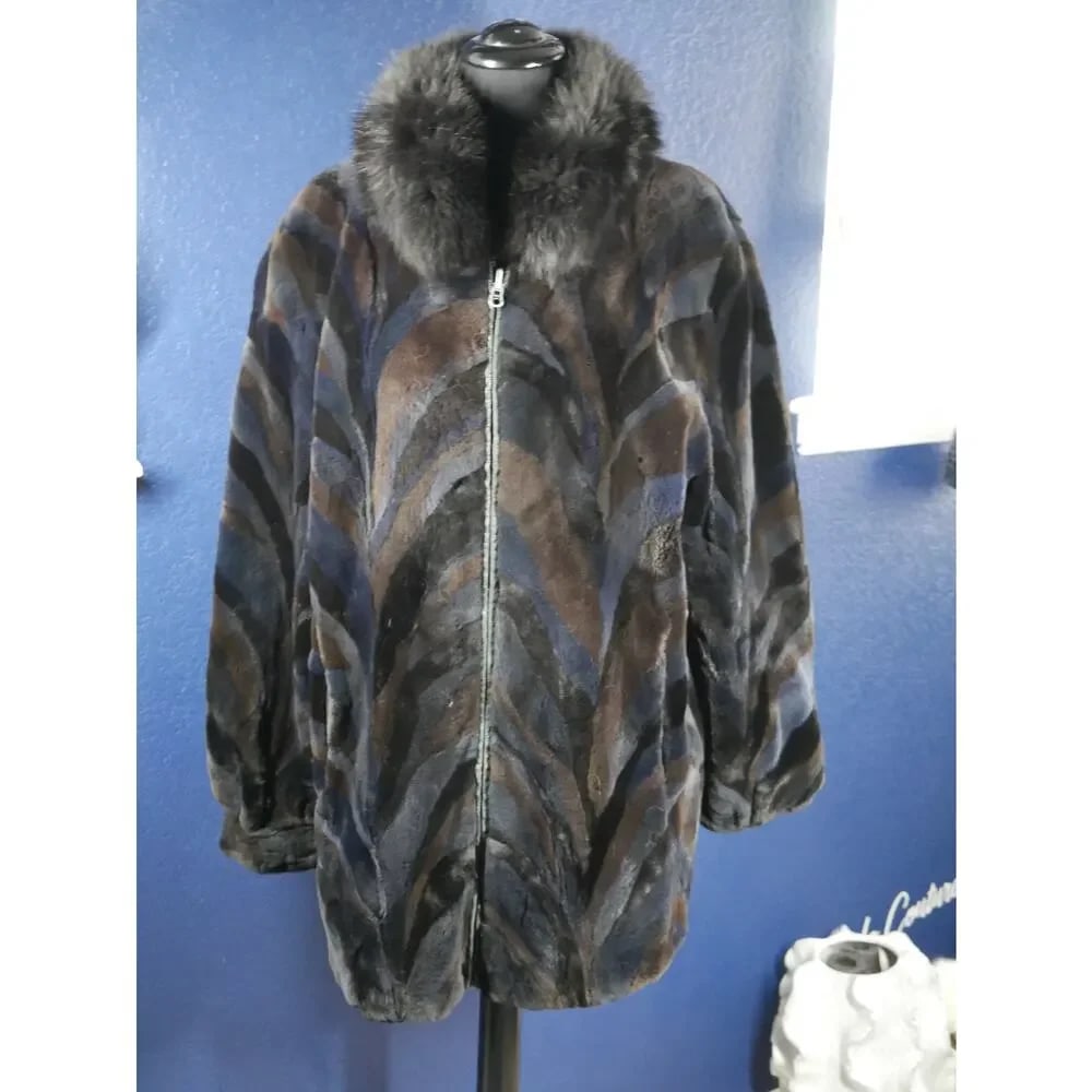 Beautiful Reversible Sheared Mink & Fox Fur Coat Jacket (1 of 8)