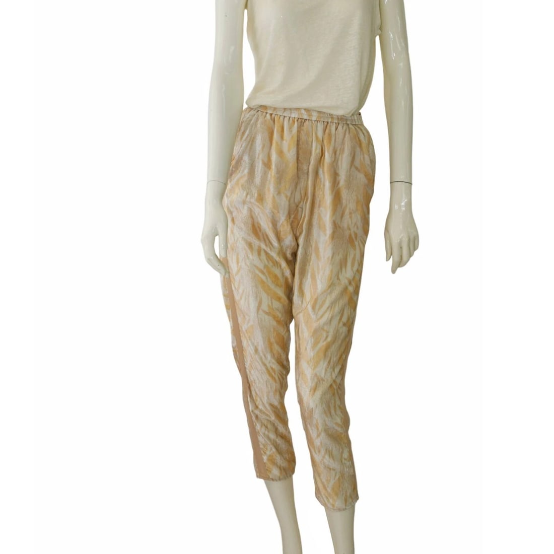 Forte Forte Le Stampe White and Salmon Pink Cropped trousers pants size 0 (1 of 6)