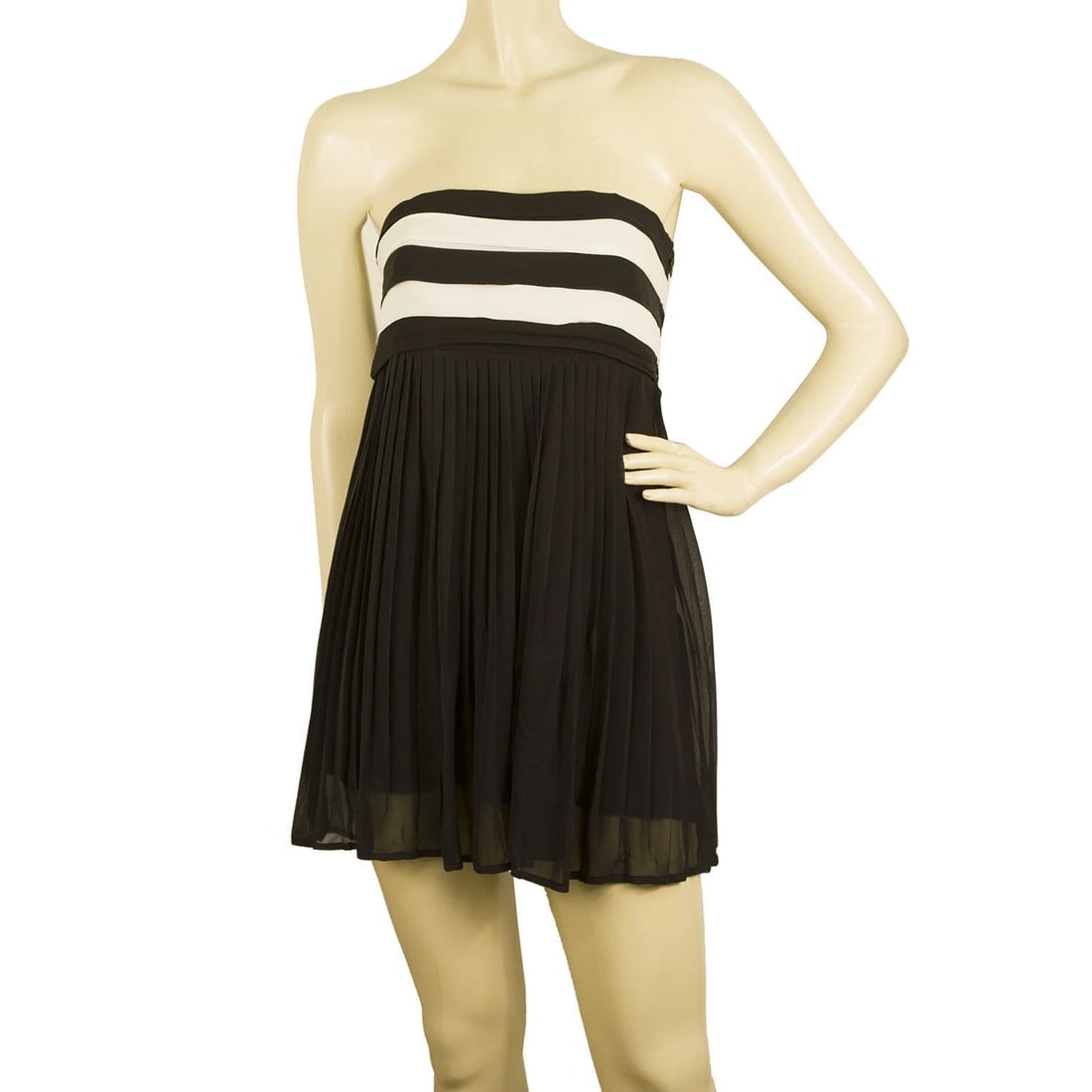 Alice + Olivia Black & White Silk Strapless Long Top or Super Mini Dress size XS (1 of 5)