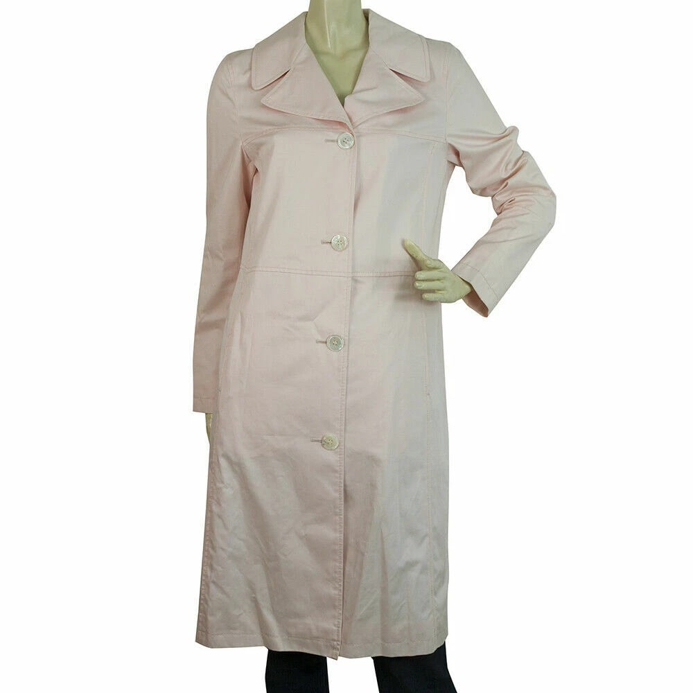 Burberry London Pink Cotton White Lining Single Brusted Trench Jacket Coat (1 of 6)