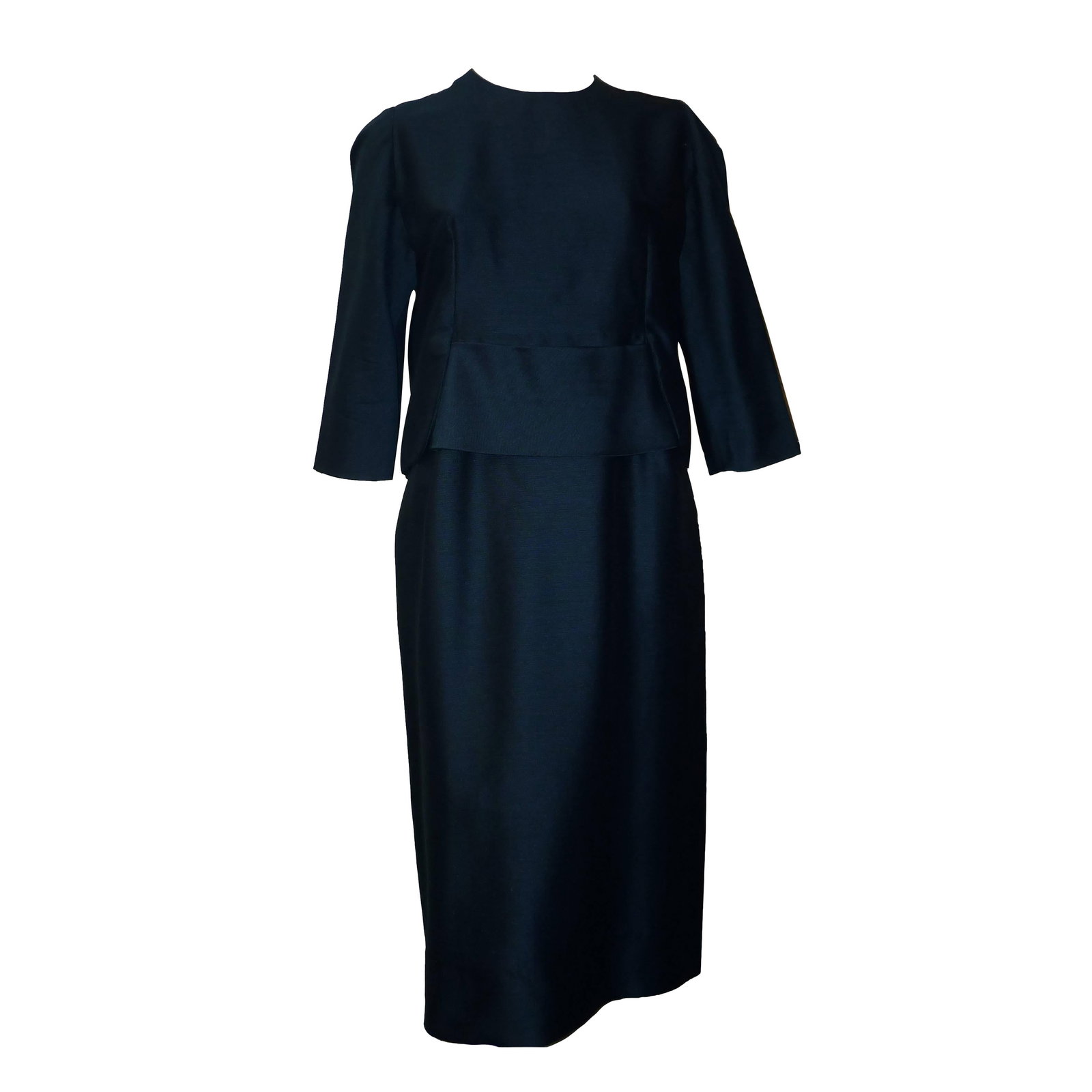 Vintage 1950s Villa & C Milano Teal Cocktail Dress with Bow Detail: Title:Vintage 1950s Villa & C Milano Teal Cocktail Dress with Bow Detail Description:Villa & C was part of the prestigious group of Italian couture houses promoted by Giovanni Battista Giorgini in the