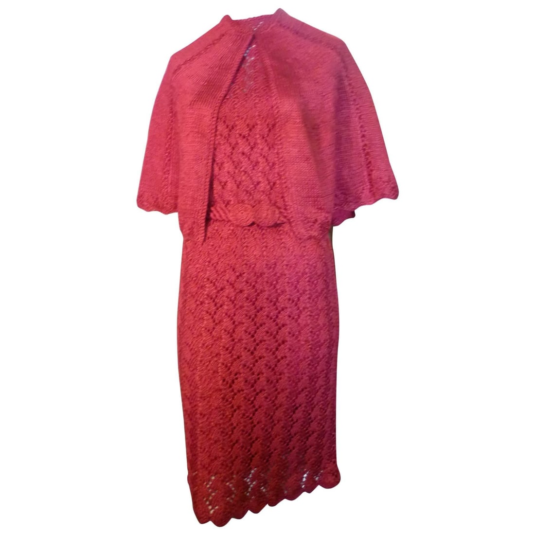 1950s Unique Raffia Knit and Crochet Dress and Matching Cape (1 of 20)