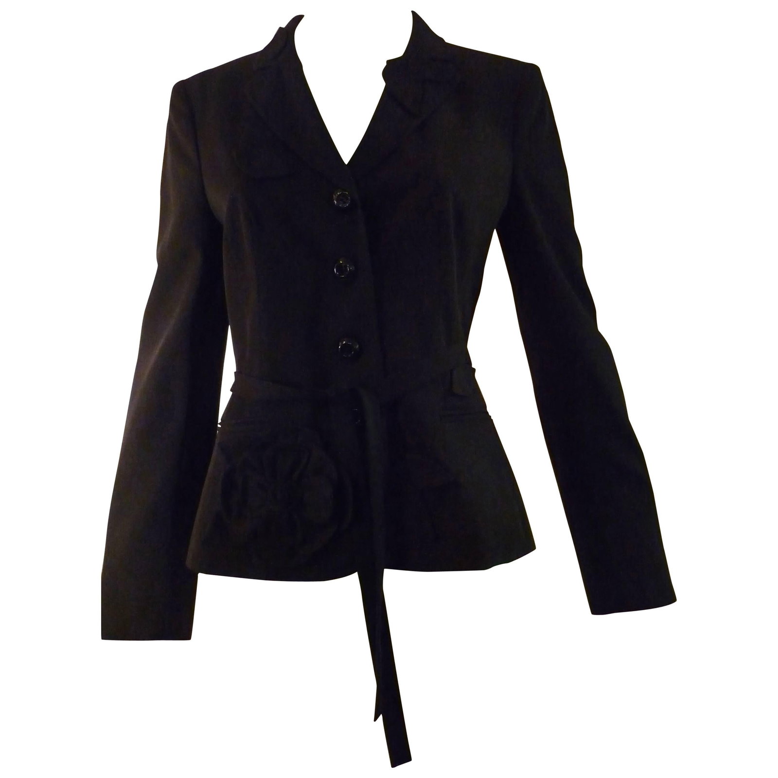 Moschino Cheap and Chic Black Jacket with Leaf and Flower Applique 44 (Itl) (1 of 20)