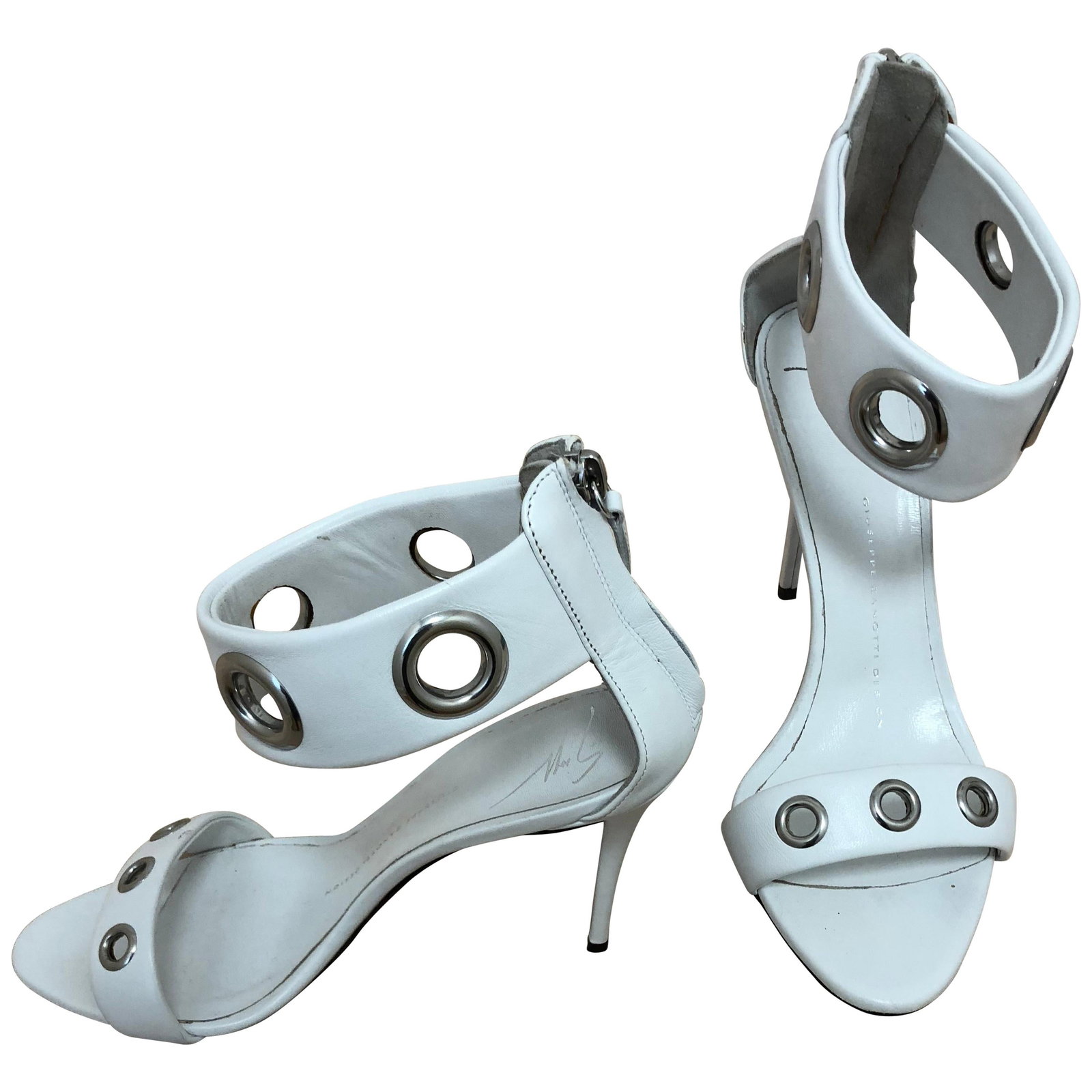 Giuseppe Zanotti White Grommet Stiletto Sandals 37.5 (1 of 18)