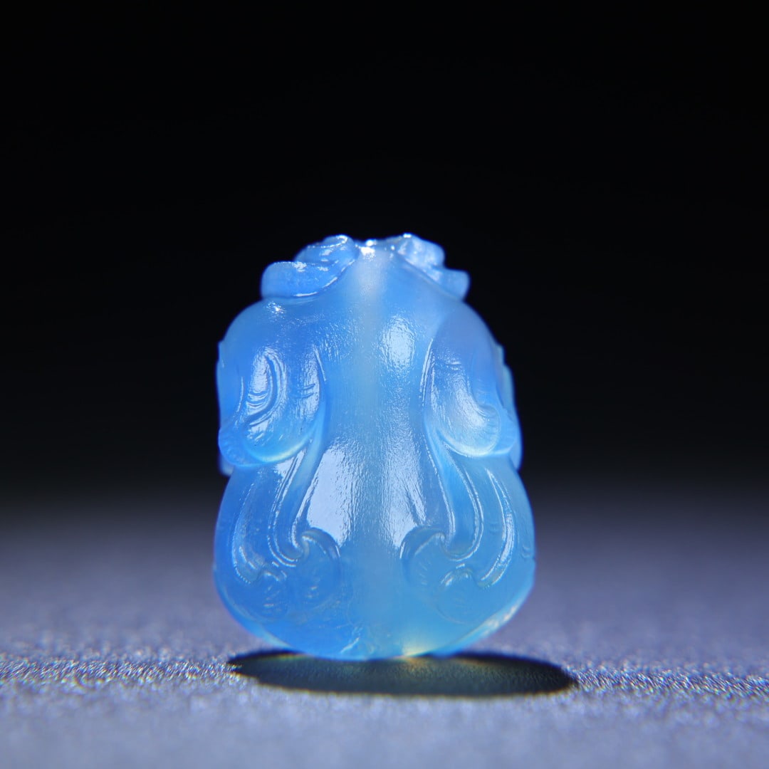Natural Aquamarine Bear Eats Fish Pendant - 8