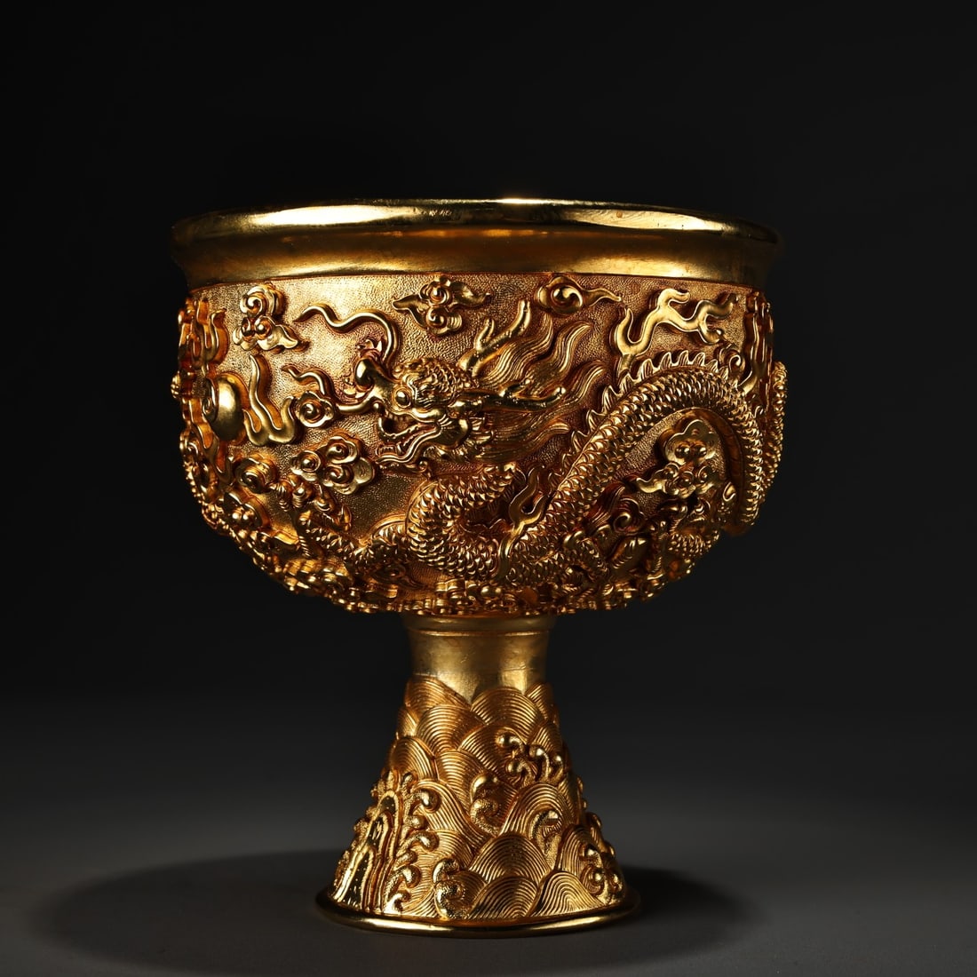 Old Gilt Gold Bronze Dragon Cup (1 of 9)
