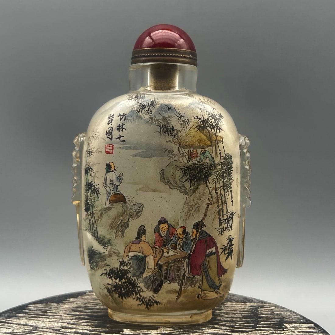 Old Peking Glass Inside Painting Figure Design Snuff Bottle w Stopper: Title: Old Peking Glass Inside Painting Figure Design Snuff Bottle w Stopper Origin: Chinese Date/Period: After1900 Materials: Peking Glass Dimensions: 102x62x32(mm) 4.02x2.44x1.26(inches) Weight 0.28