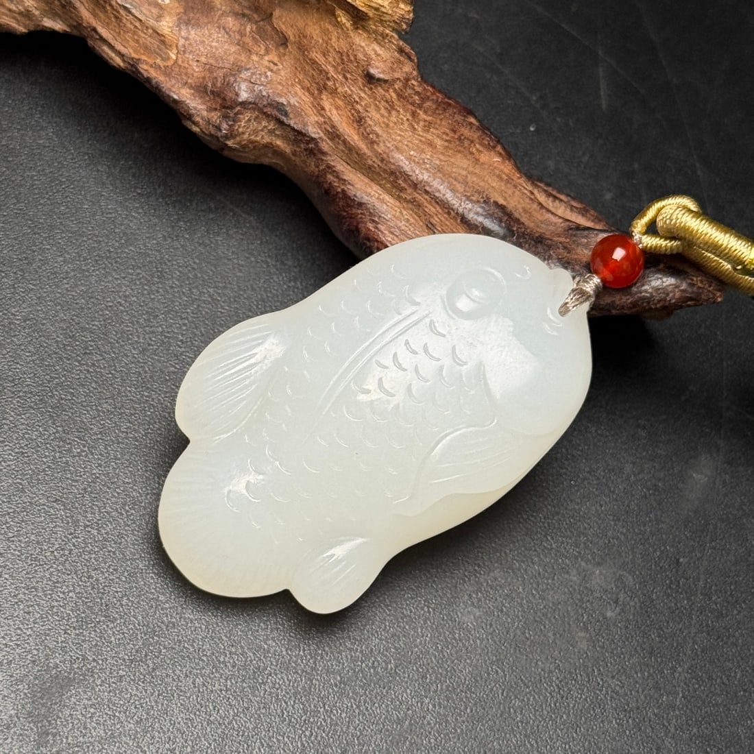 Natural White Hetian Jade Pendant - Fish (1 of 9)