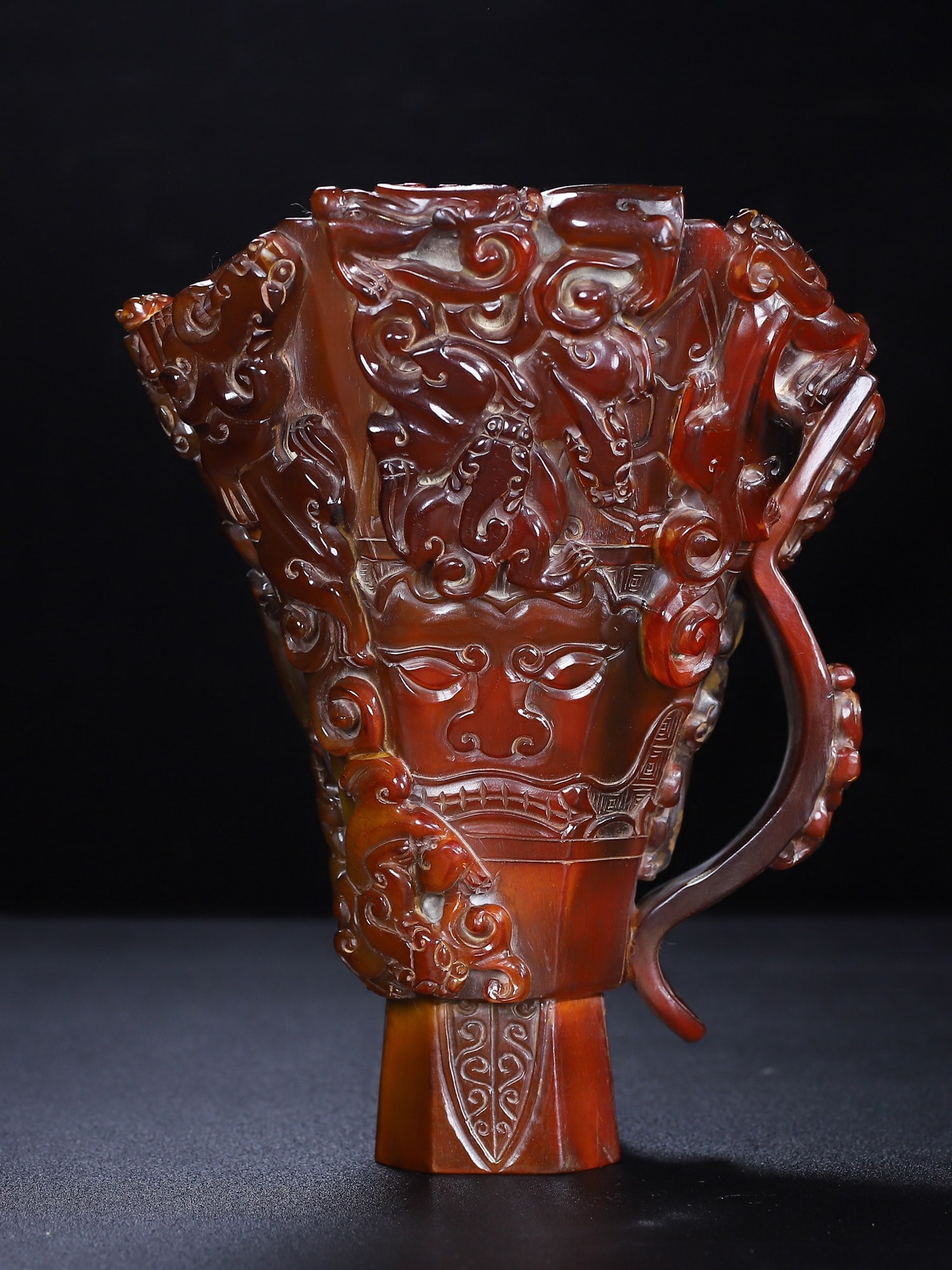 Vintage Ox Horn Hand Carved Chi Dragon Cup (1 of 9)