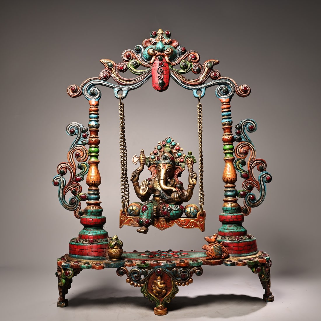 Old Tibetan Hand Drawn Bronze Inlay Gem Elephant Fortune Deity Statue: Title: Old Tibetan Hand Drawn Bronze Inlay Gem Elephant Fortune Deity Statue Origin: Chinese Date/Period: After1900 Materials: Bronze Dimensions: 480x360(mm) 18.90x14.17(inches) Weight 16.76 lbs/7600g