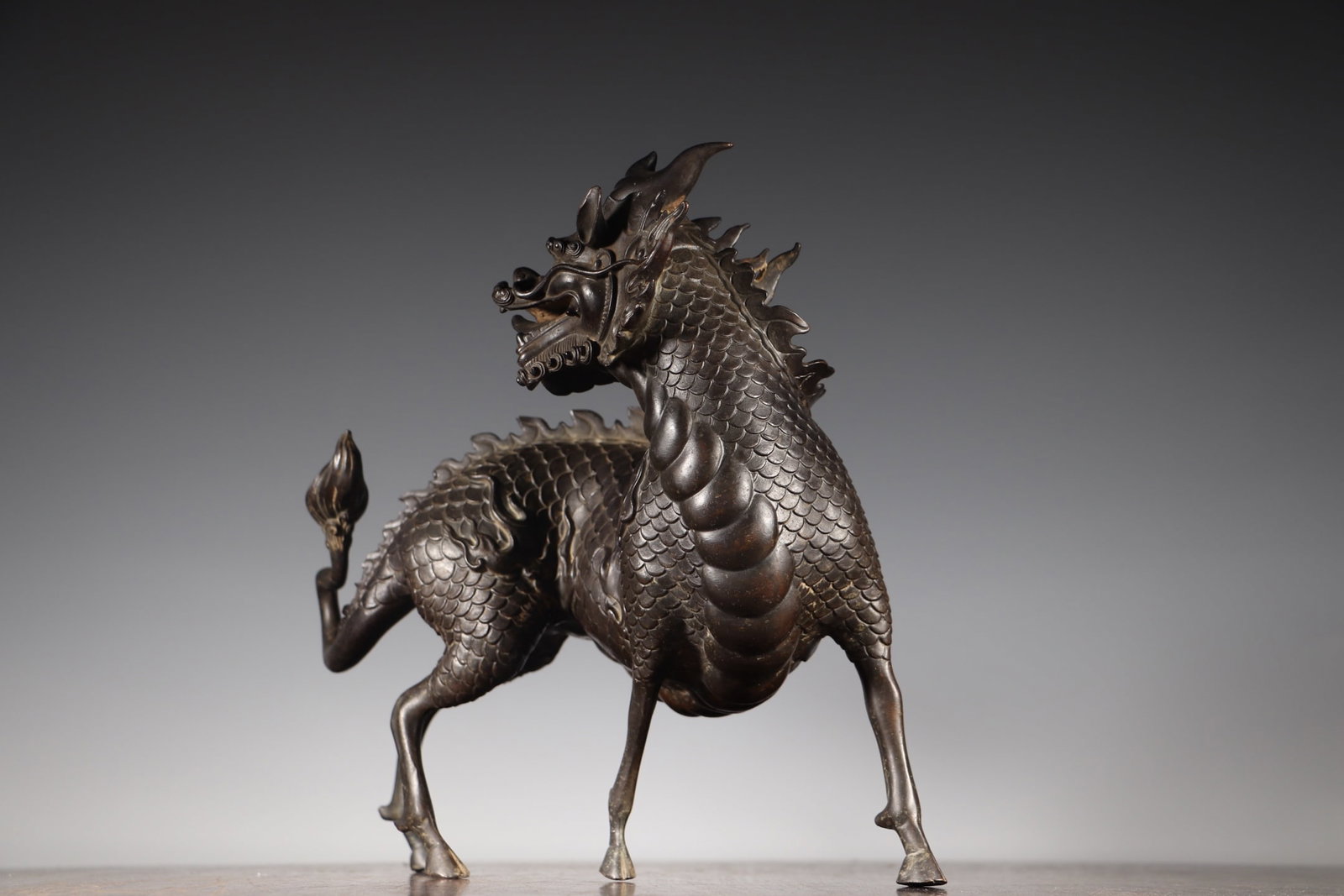 Old Bronze Kylin Statue - 3