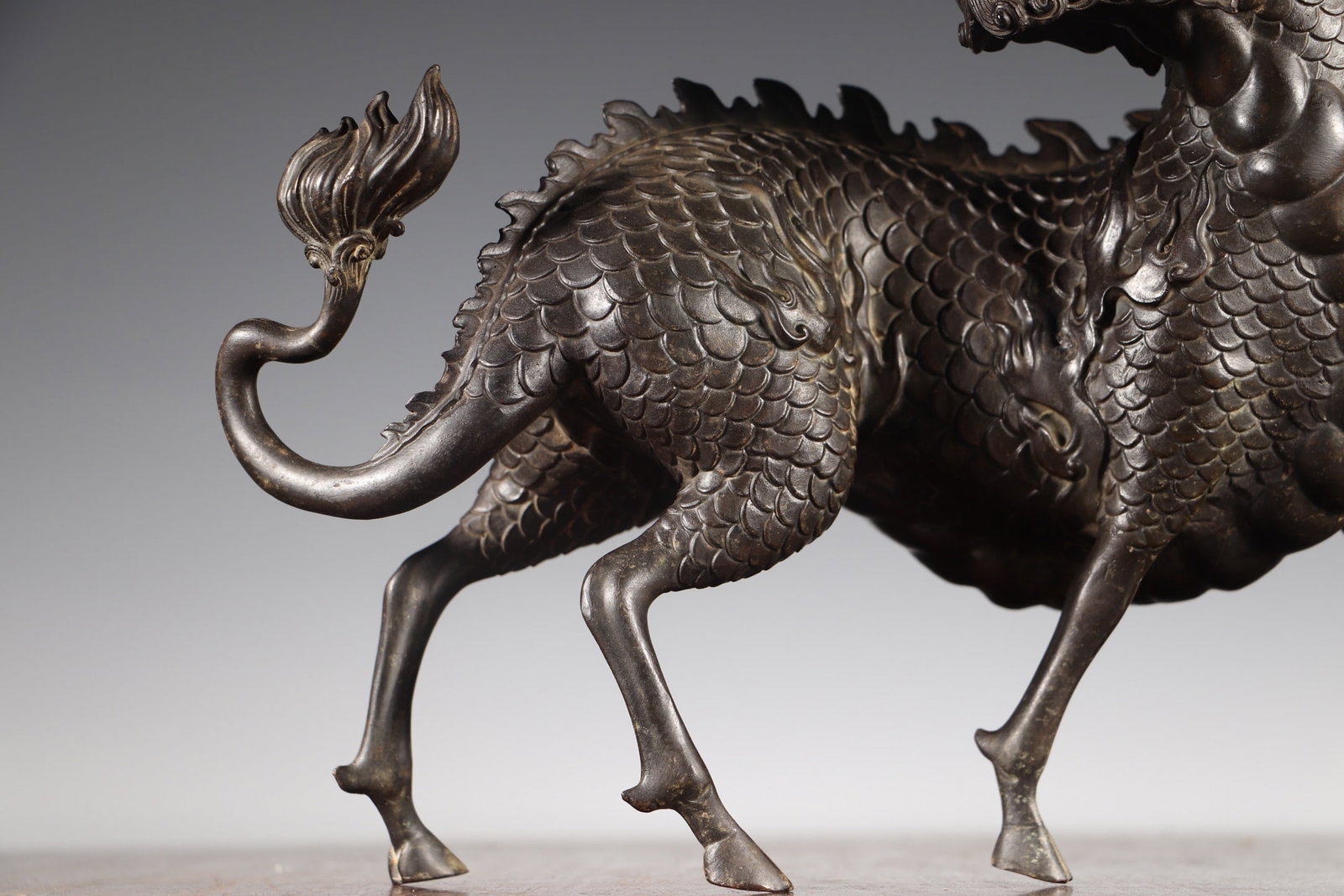 Old Bronze Kylin Statue - 5