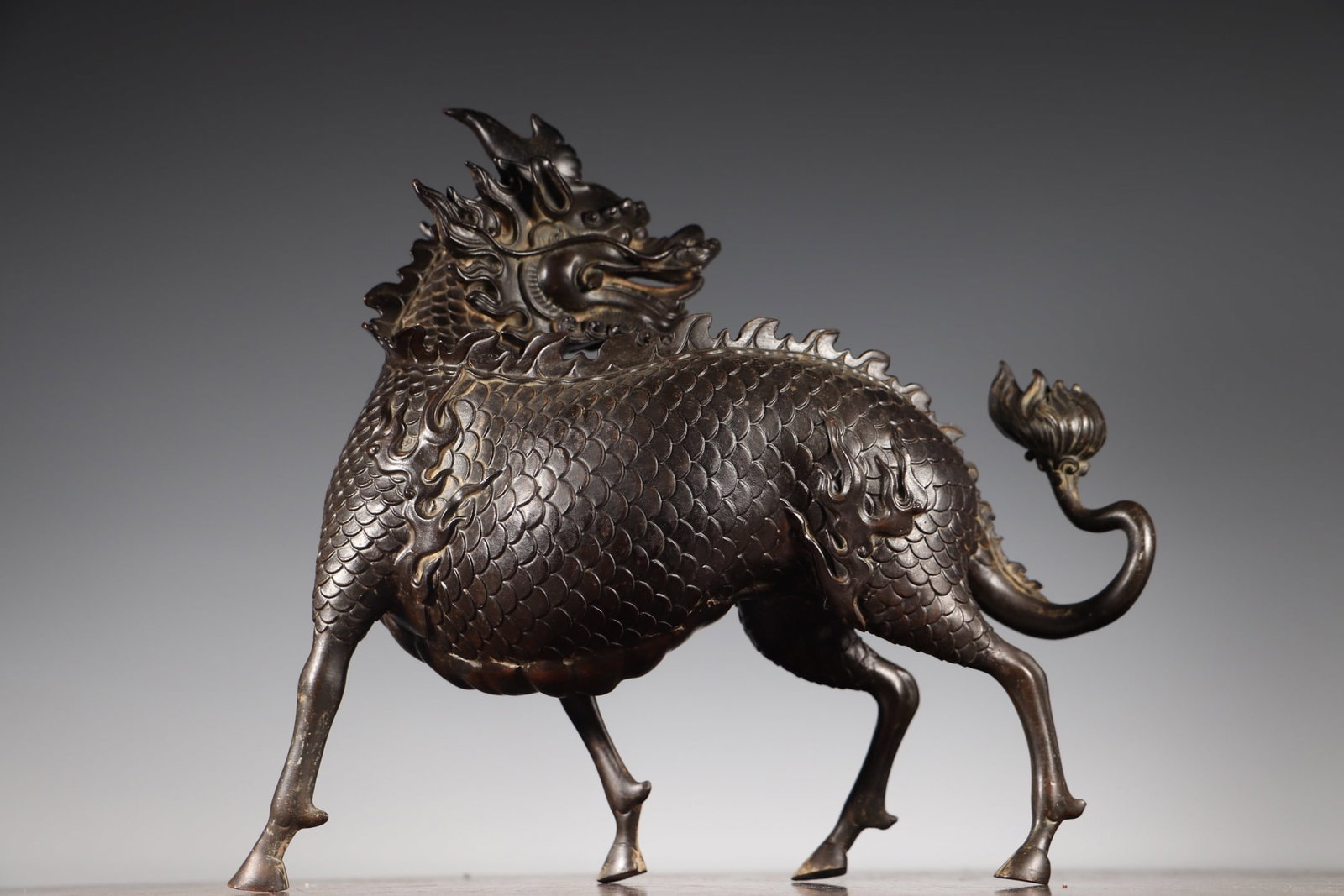 Old Bronze Kylin Statue - 6