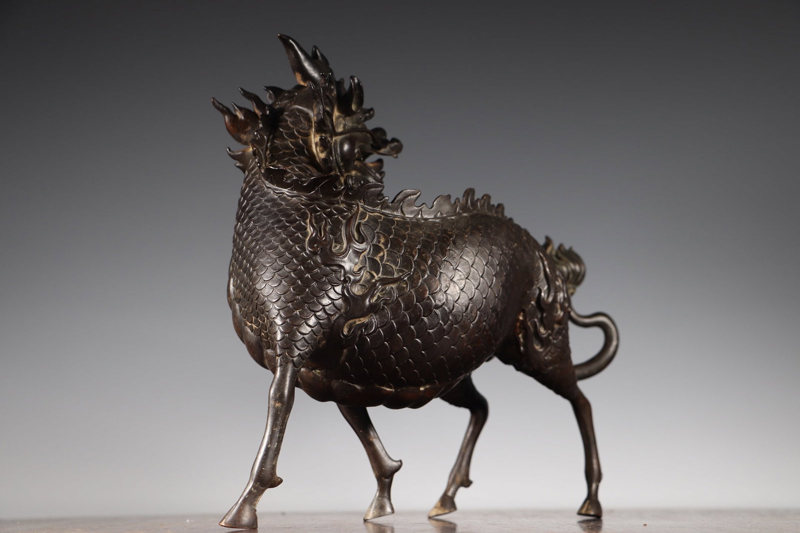 Old Bronze Kylin Statue - 7