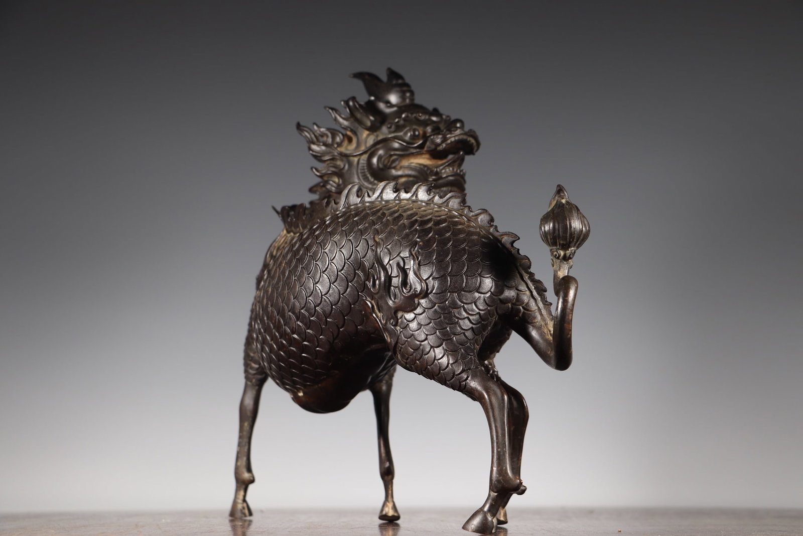Old Bronze Kylin Statue - 8