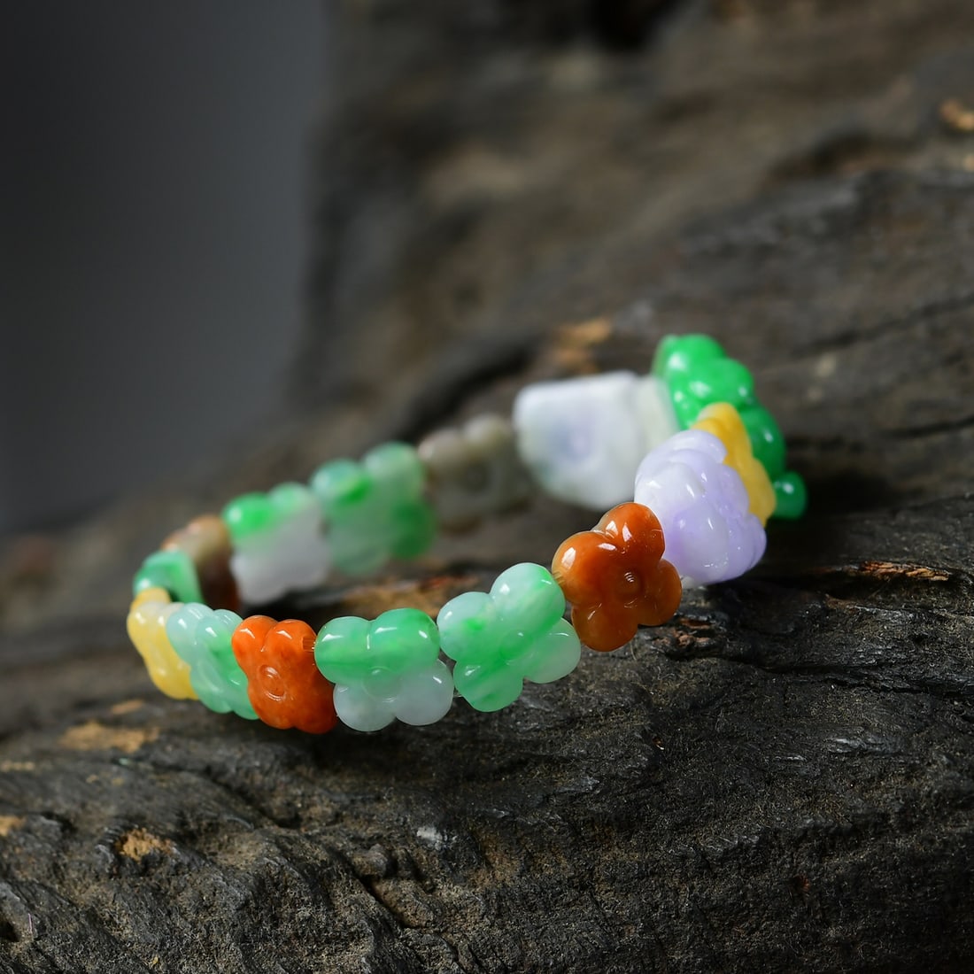 Multicolor Natural Jadeite Bracelet with Certificate - 2