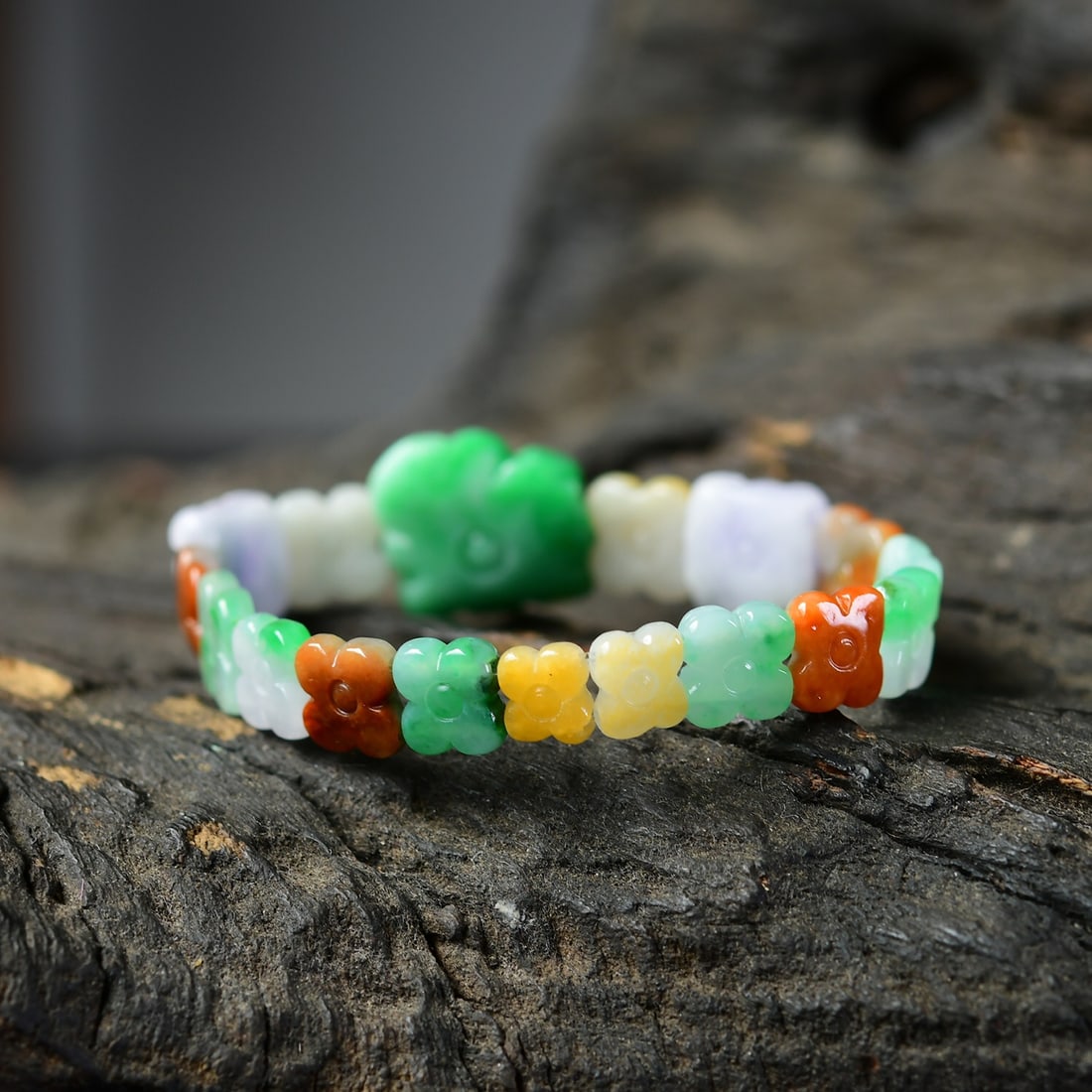 Multicolor Natural Jadeite Bracelet with Certificate - 3