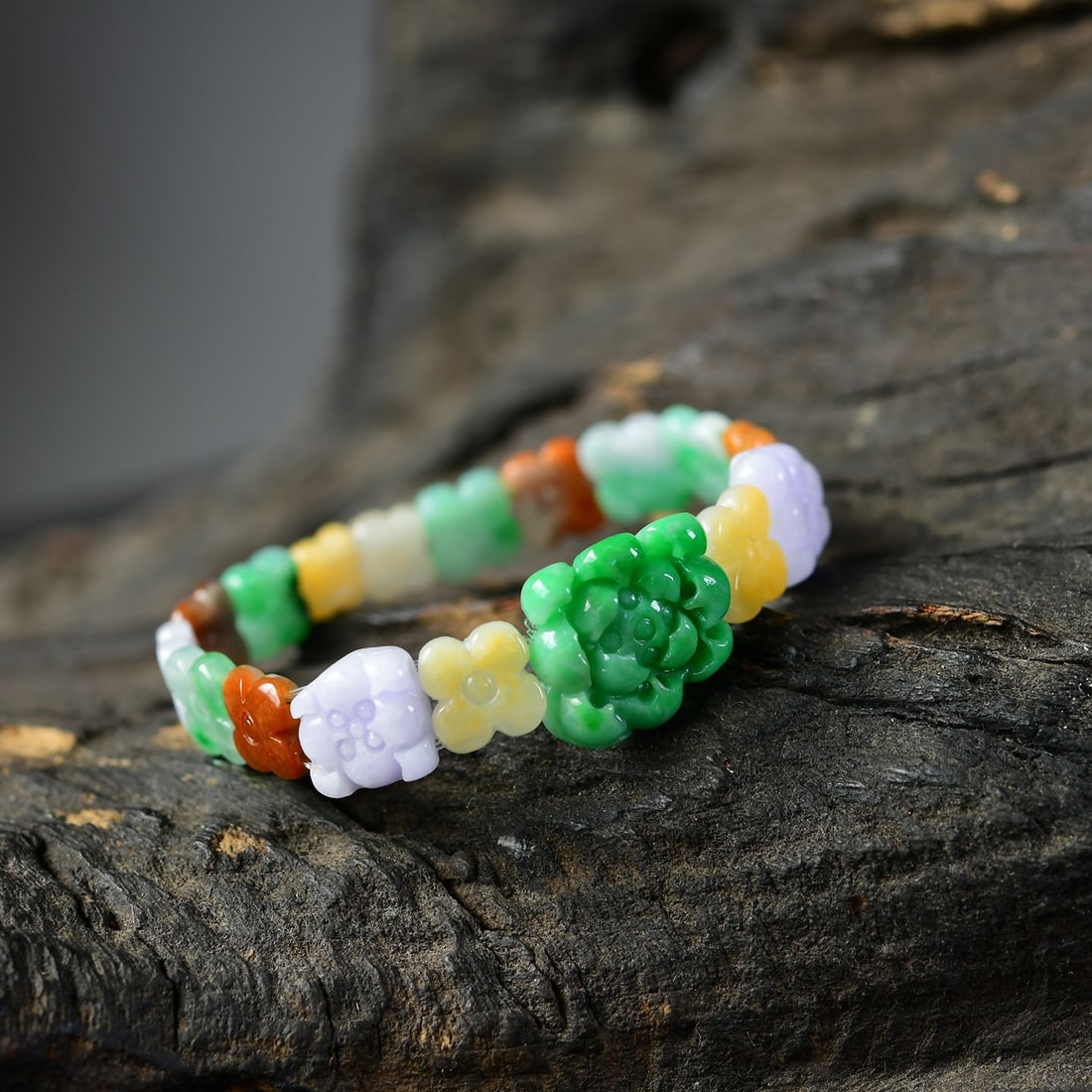 Multicolor Natural Jadeite Bracelet with Certificate - 4