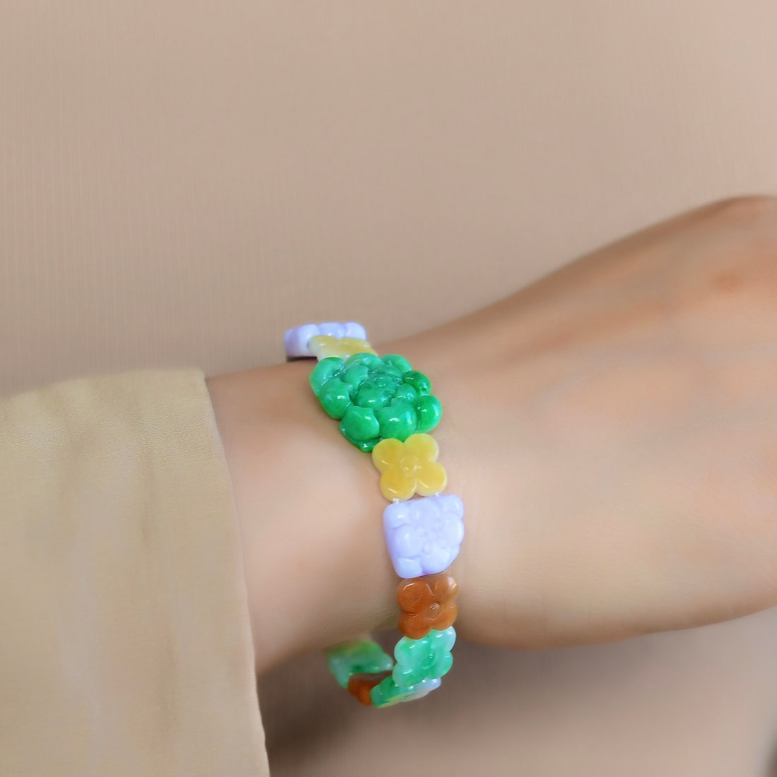 Multicolor Natural Jadeite Bracelet with Certificate - 5