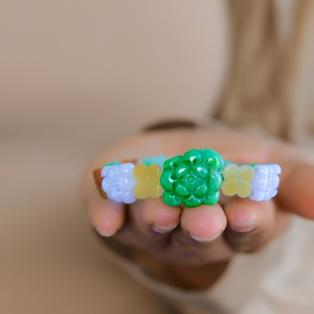 Multicolor Natural Jadeite Bracelet with Certificate - 6