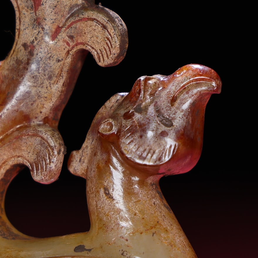 Old Hetian Jade Pendant - Phoenix Bird - 3