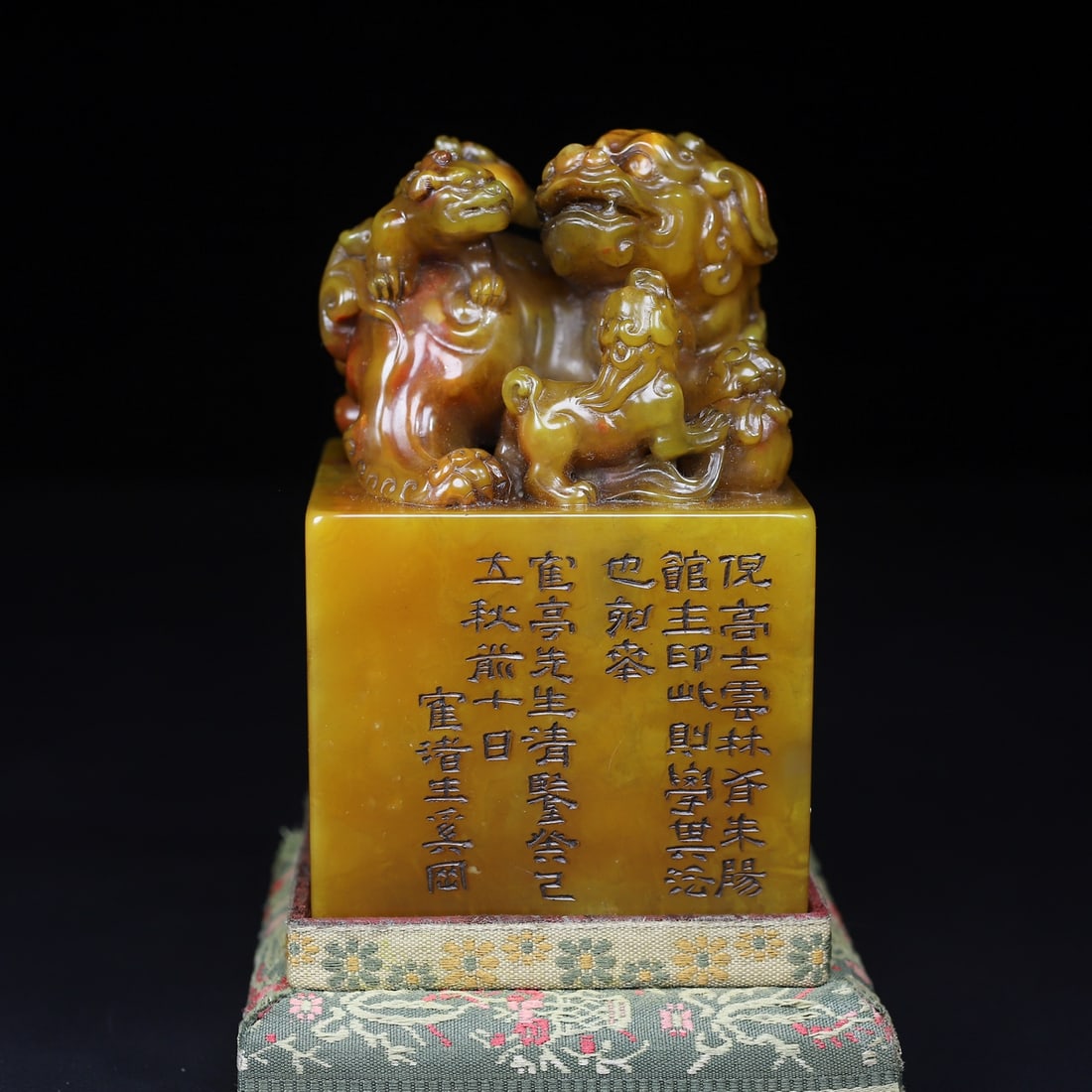 Vintage Tianhuang Shoushan Soapstone Hand-Carved Seal/Stamp Fortune Lion (1 of 10)
