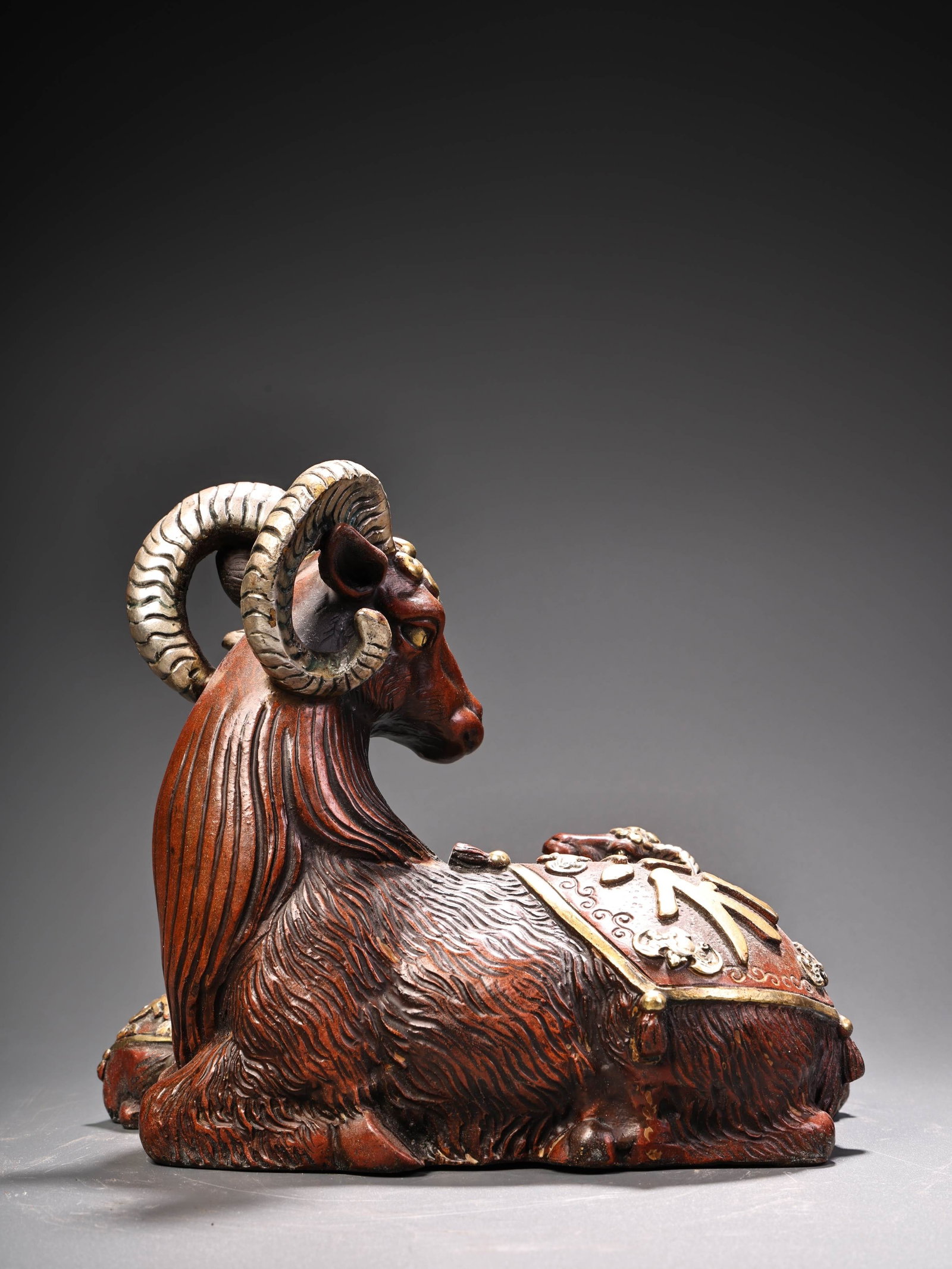 Vintage Red Copper Three Sheep Statue - 5