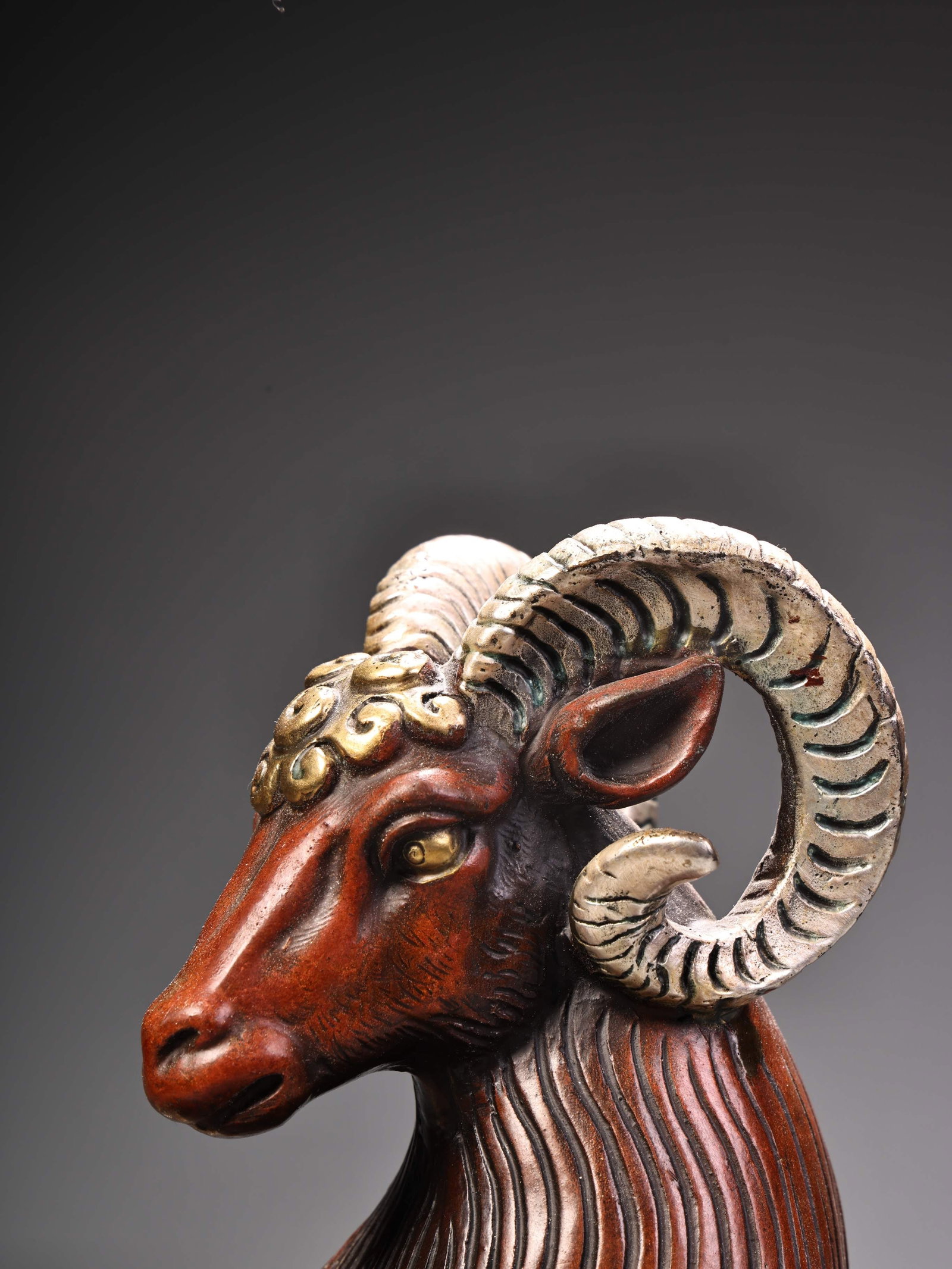 Vintage Red Copper Three Sheep Statue - 6