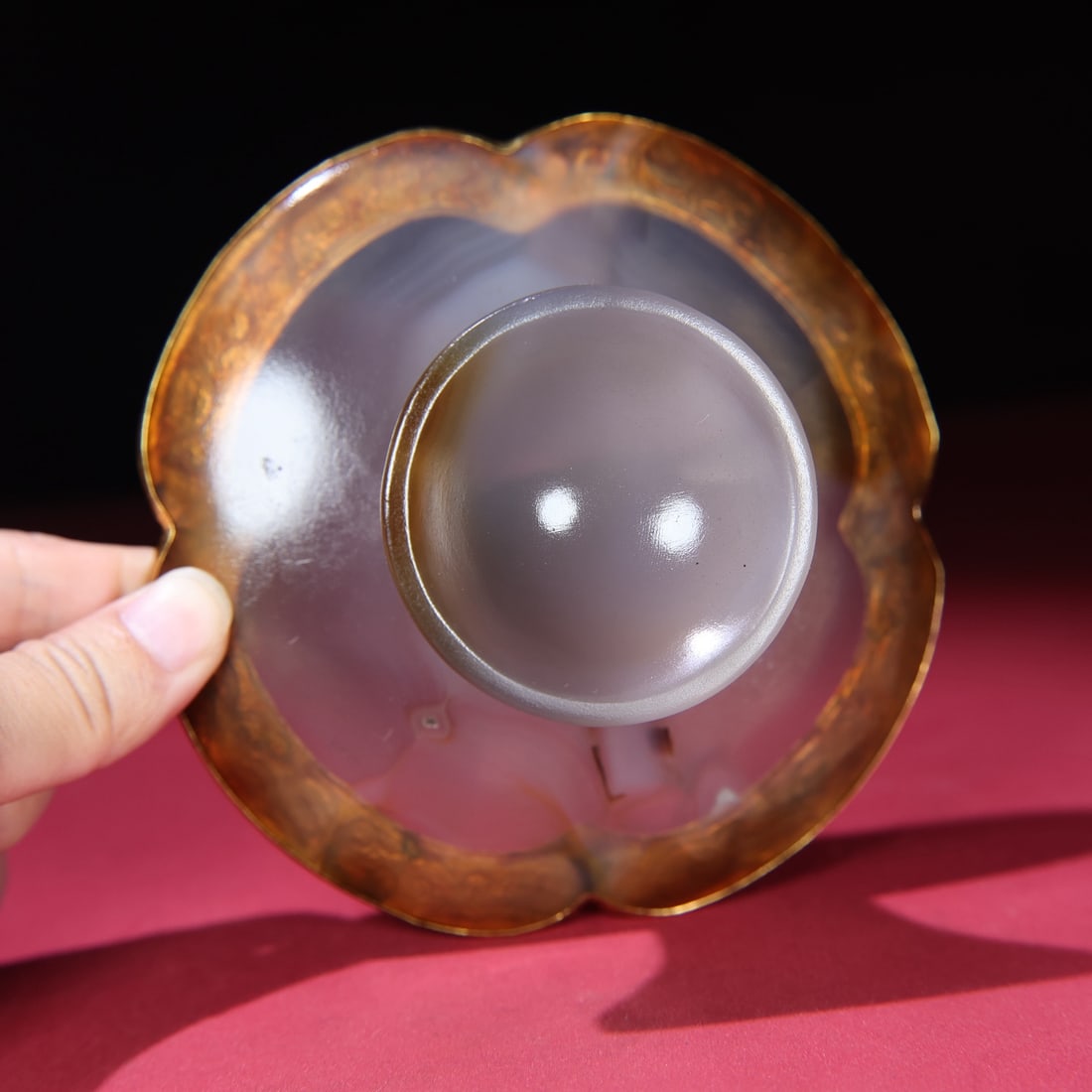 Old Inlay Gold Edge Agate Cup - 4