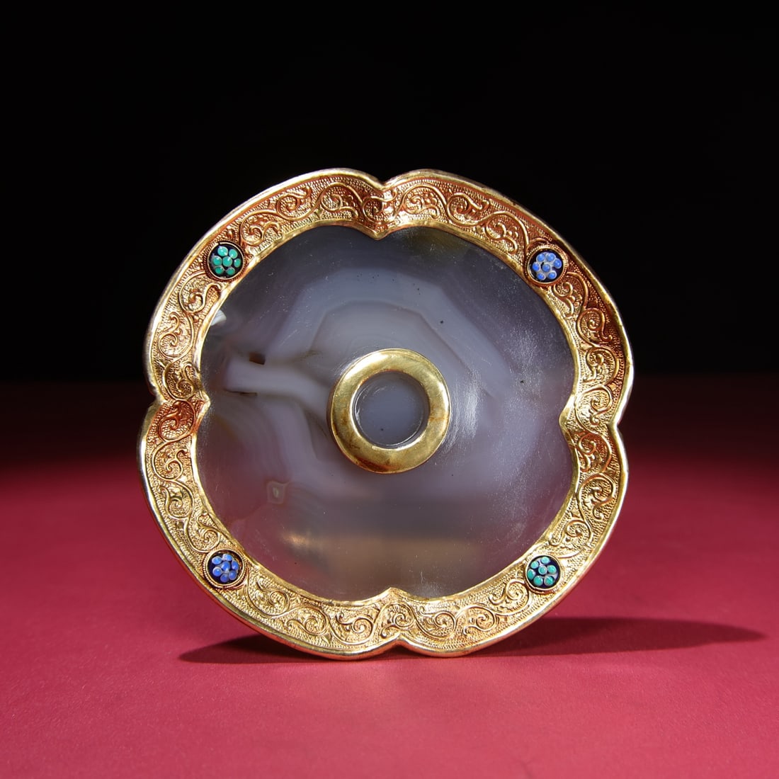 Old Inlay Gold Edge Agate Cup - 7