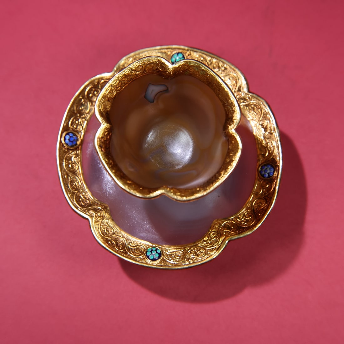 Old Inlay Gold Edge Agate Cup - 8