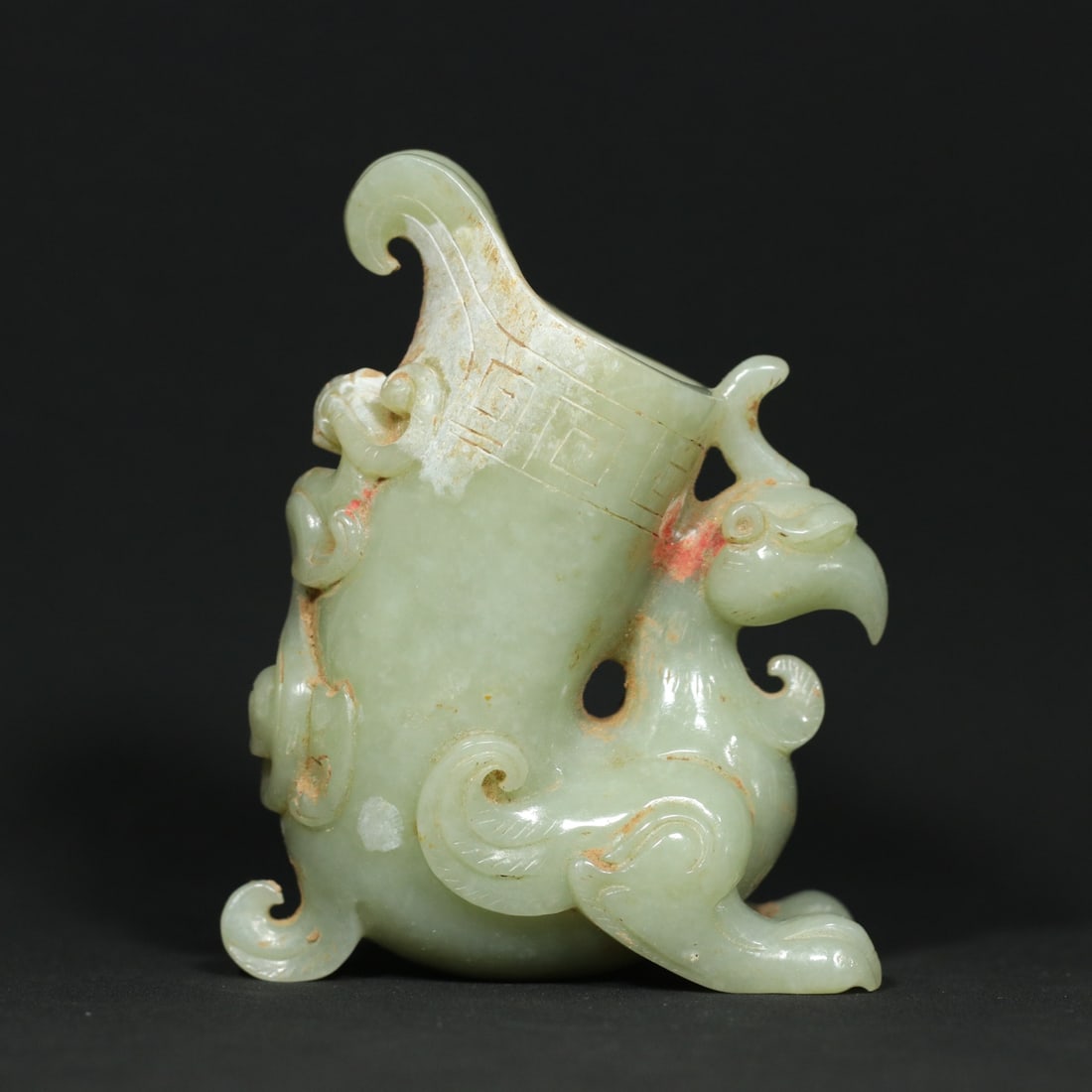 Old Hetian Jade Carved Phoenix Wine Cup (1 of 8)