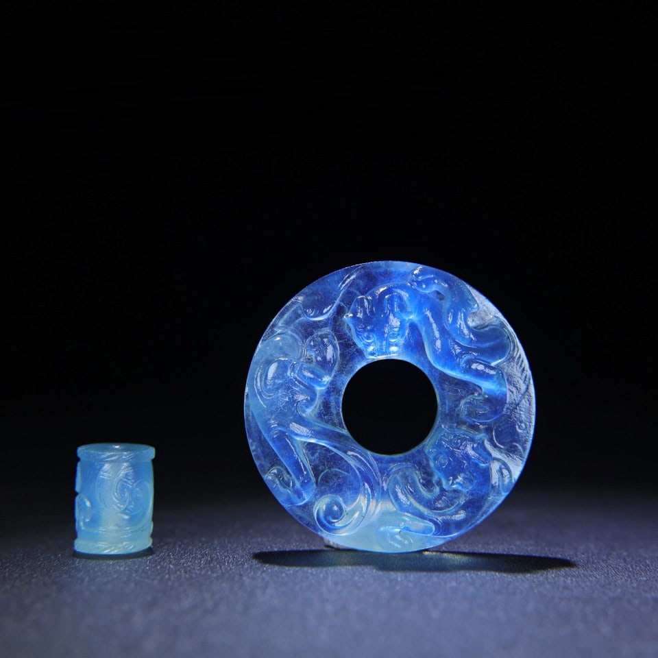 A Set Natural Aquamarine Chi Dragon Pendant (1 of 9)