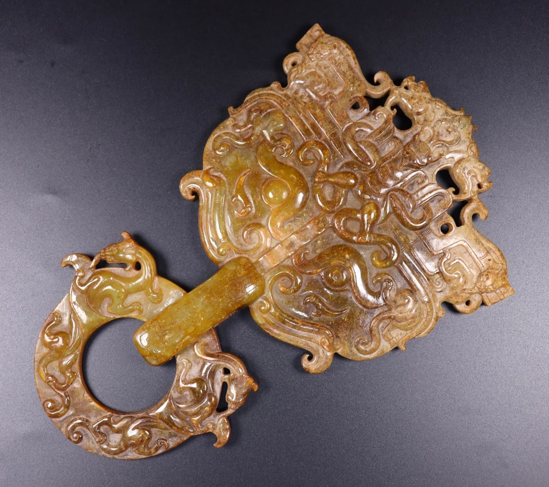 A Pair Hetian Jade Beast Door knocker - 3
