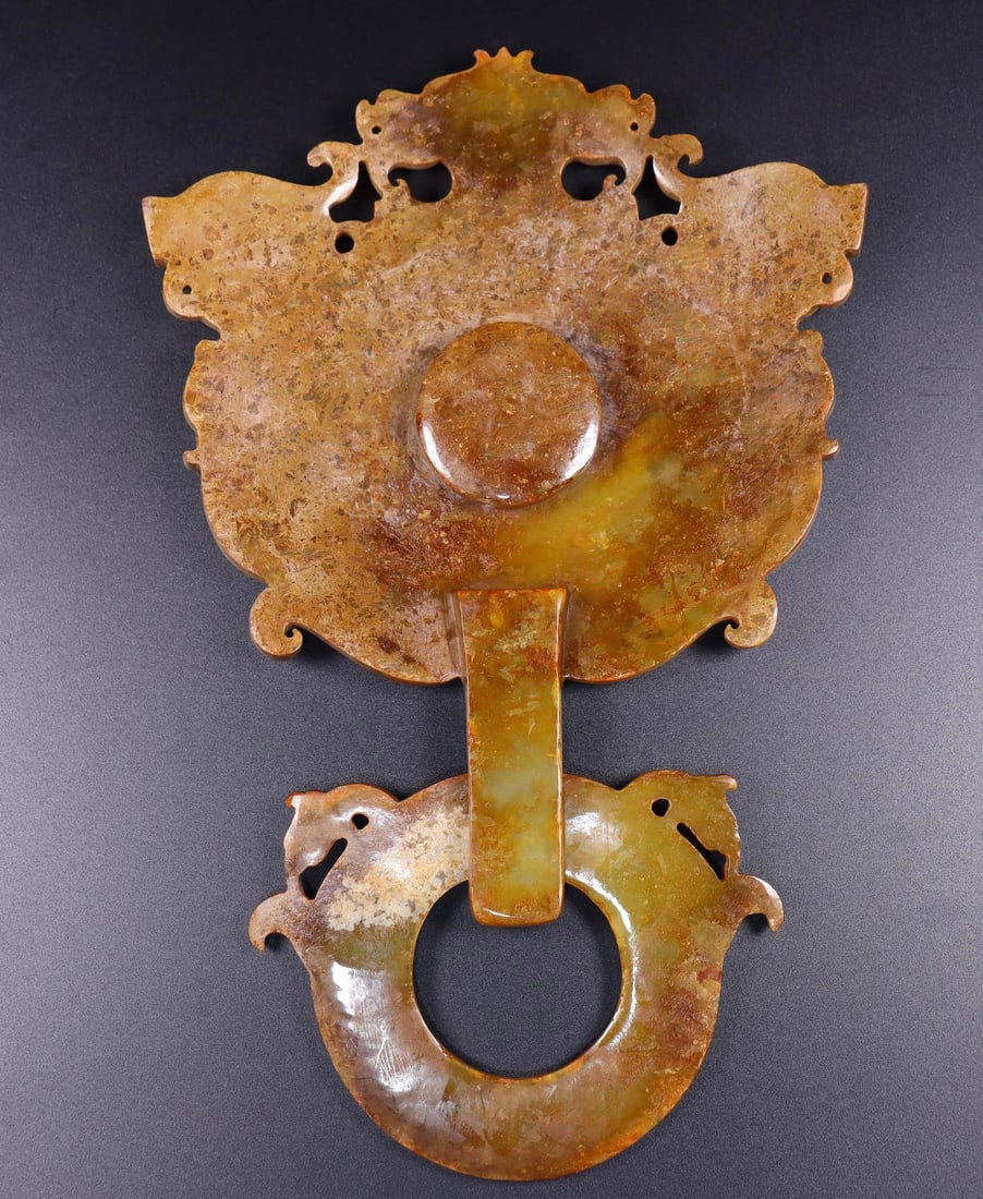 A Pair Hetian Jade Beast Door knocker - 9